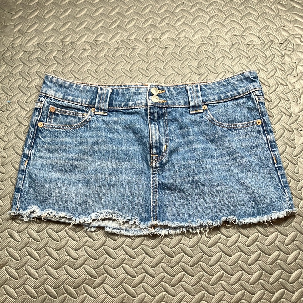 American Eagle Outfitters Blue Frayed Mini Skirt